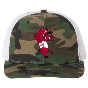 Ribby at Bat 3D Patterned Snapback Trucker Hat- Army Camo/ White